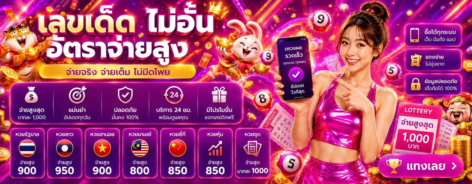 ผลหวย PGZ999 และตัวอย่างหมายเลขหลายประเภท
